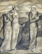 Kaltheuner, J.: Abschiedsszene mit drei Frauen in Landschaft