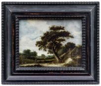 Landschaft mit Reisendem und Bauernkate unter einem Baum, Haarlemer Meister des 17. Jahrhunderts