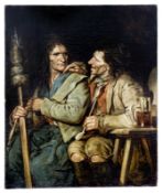 Bauernpaar in der Wirtsstube, Deutscher Genremaler des 19. Jahrhunderts