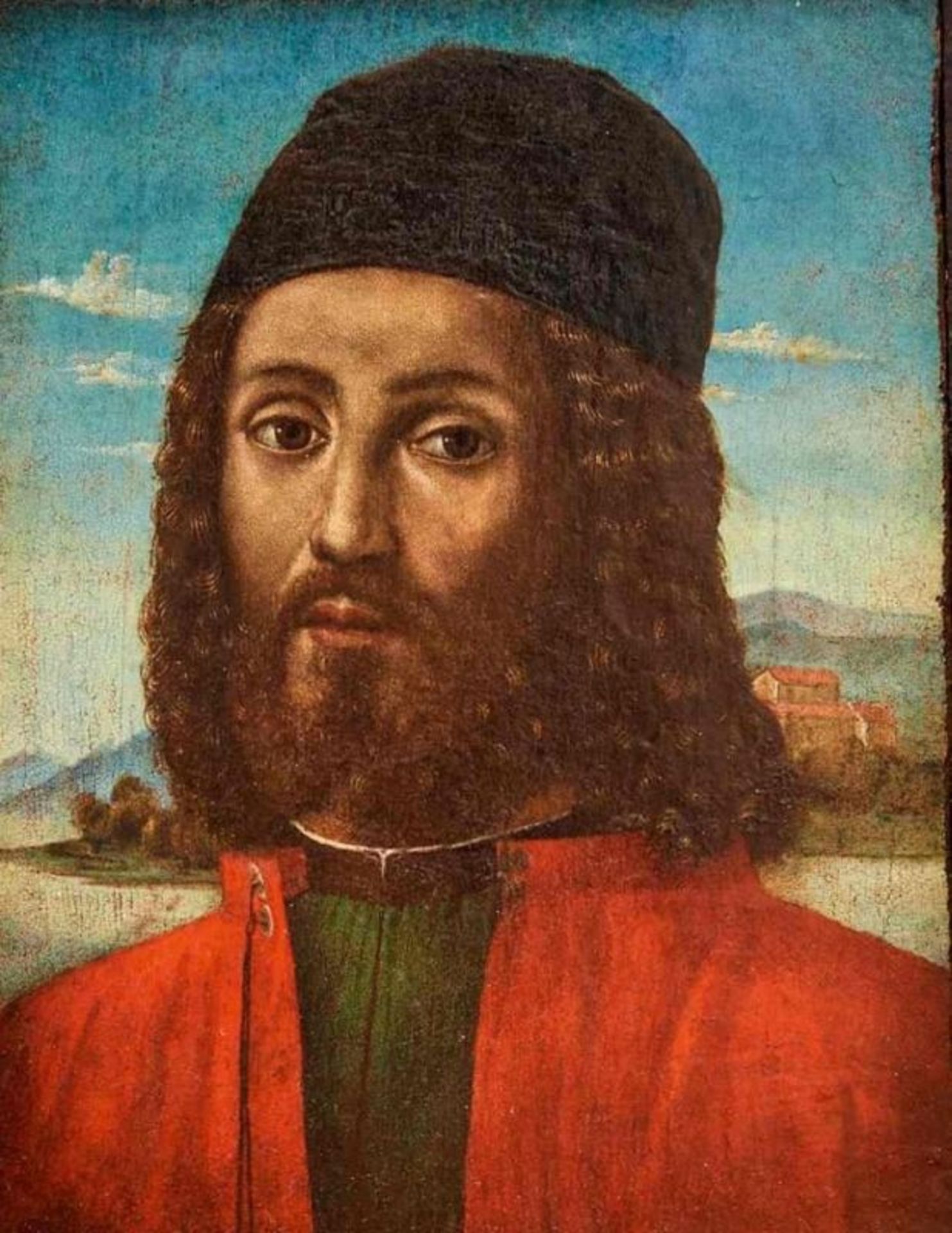 Bildnis eines bärtigen jungen Mannes mit Kappe, Venezianische Schule, um 1490-1510 - Bild 2 aus 2
