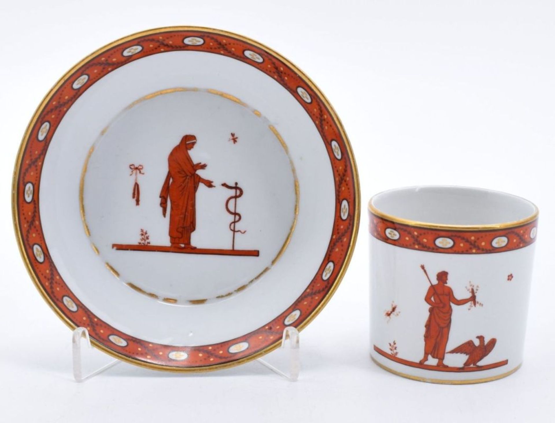 Empire-Tasse und Untertasse mit mythologischen Figuren, Fürstenberg, um 1800 - Image 2 of 6