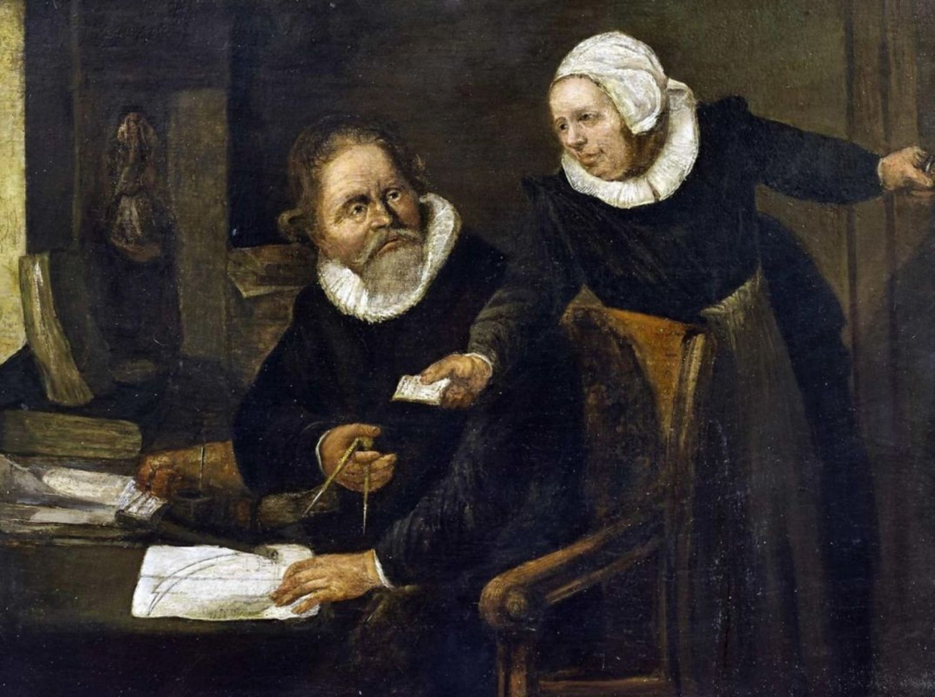 Geometer beim Studium in der Stube, Rembrandt-Schule, 17. Jahrhundert - Bild 2 aus 2