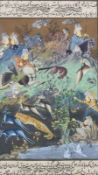 Landschaft mit Jagdszene, Indopersische Miniaturmalerei, wohl des 19. Jahrhunderts