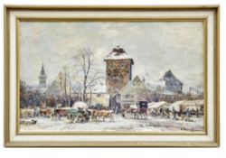 Stuhlmüller, Karl: Viehmarkt vor den Toren der Stadt im Winter