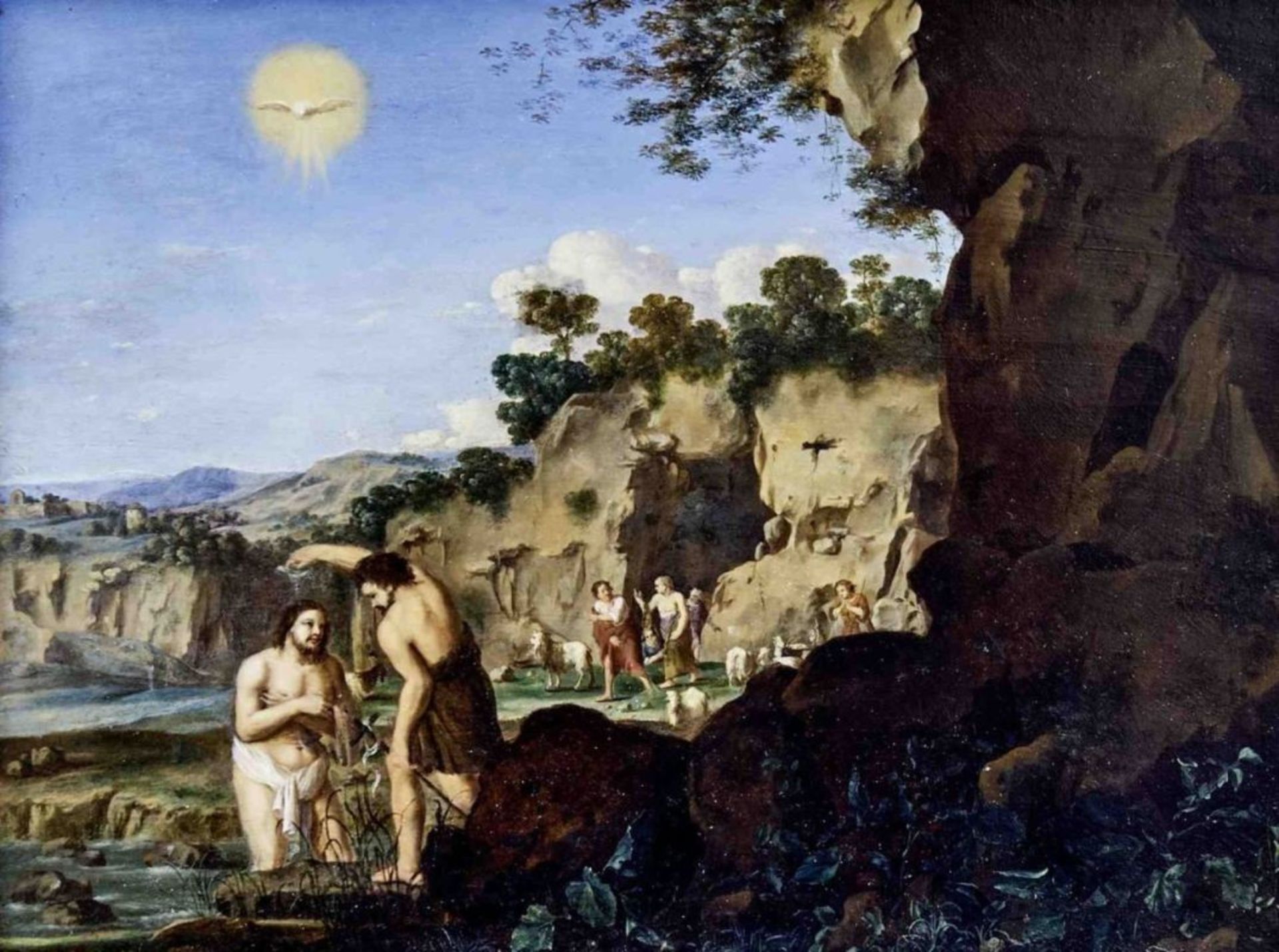Taufe Christi im Jordan durch Johannes den Täufer, Niederländischer Maler des 17. Jahrhunderts - Image 2 of 2
