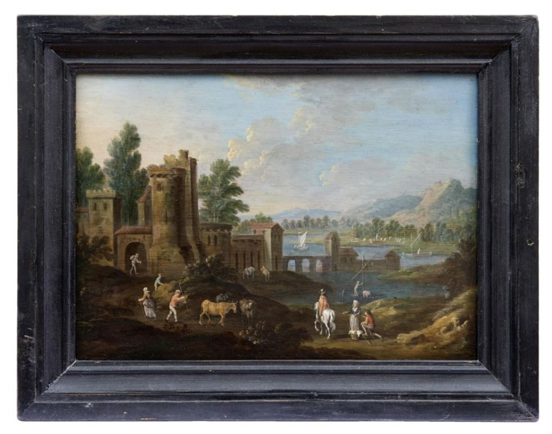 Zwei idyllische Flusslandschaften, Frankfurter Schule des 18. Jahrhunderts - Bild 4 aus 4