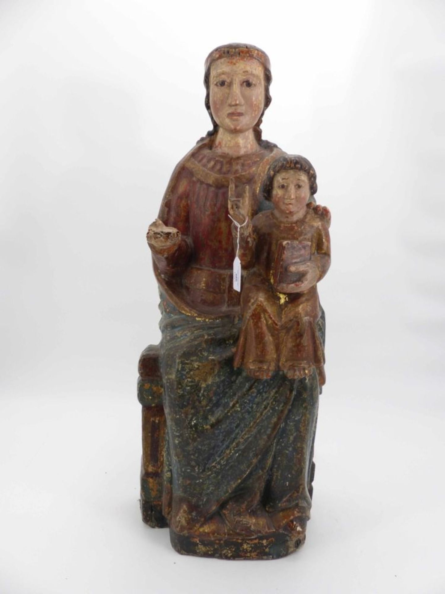 Sitzende Maria mit Kind, Vermutlich Süddeutschland, um 1400 - Image 3 of 12