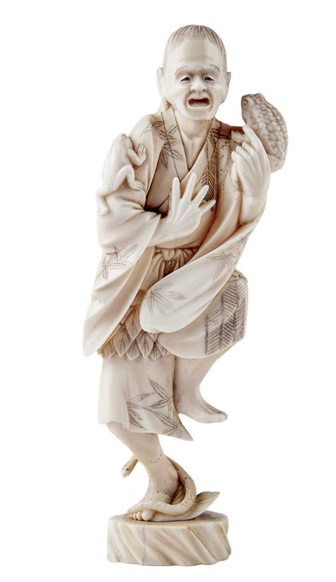 Okimono des Unsterblichen Liu Haichan mit Kröte, Japan, A. 20. Jh.