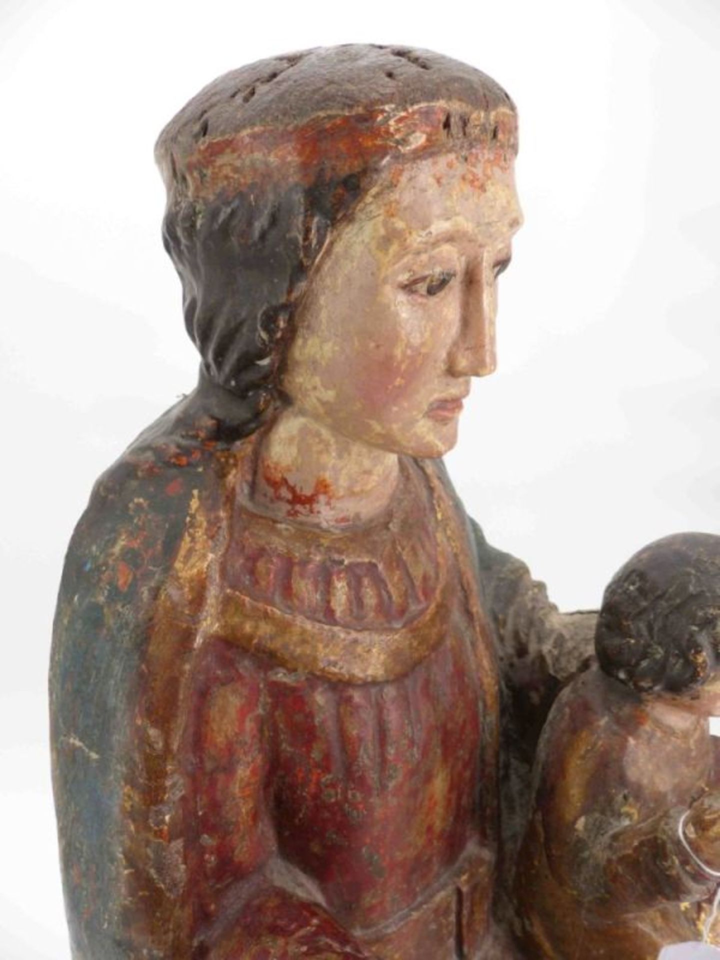 Sitzende Maria mit Kind, Vermutlich Süddeutschland, um 1400 - Bild 8 aus 12