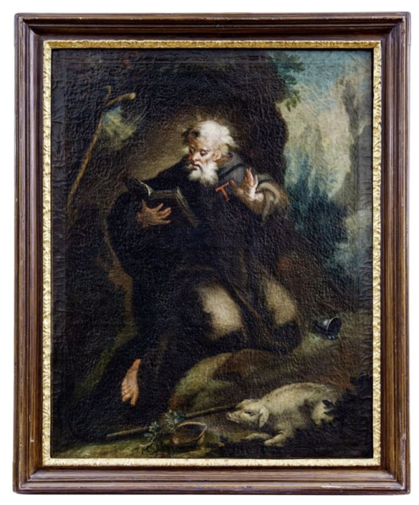 Der heilige Antonius Abbas als Einsiedler, Venezianischer Maler des 18. Jahrhunderts