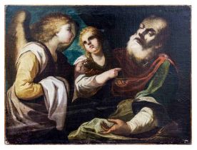 Tobias gibt seinem Vater Tobit das Augenlicht zurück, Italienischer Meister des 17. Jahrhunderts