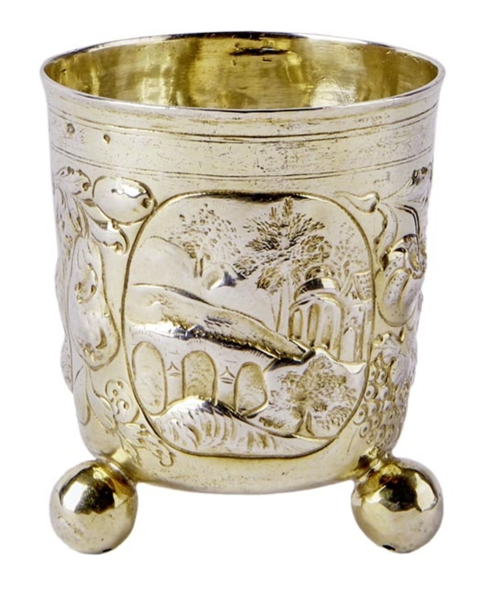 Kleiner, barocker Kugelfußbecher, Nürnberg, E. 17. Jh