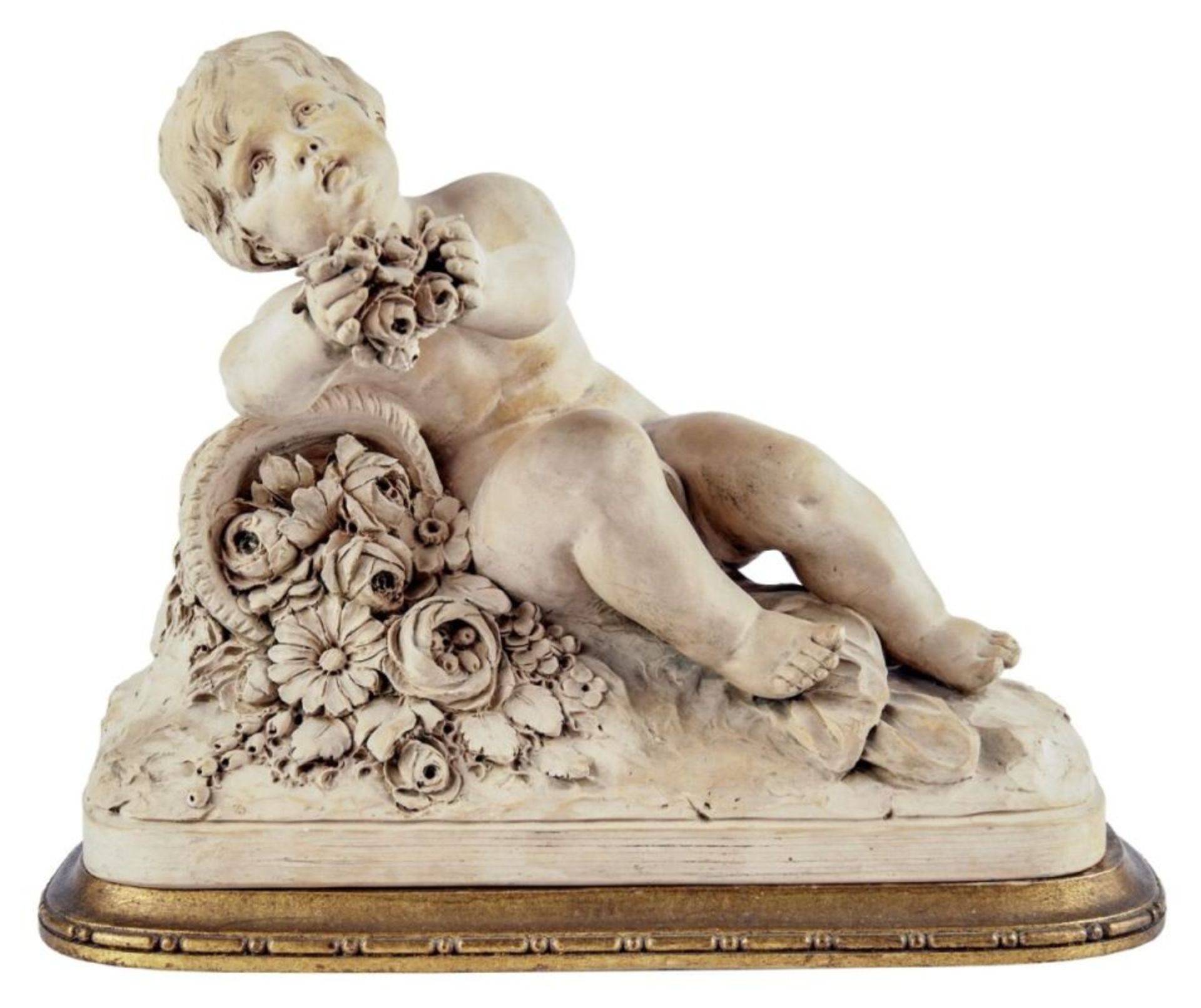 Putto mit Blumenkorb, Frankreich, 19. Jh.