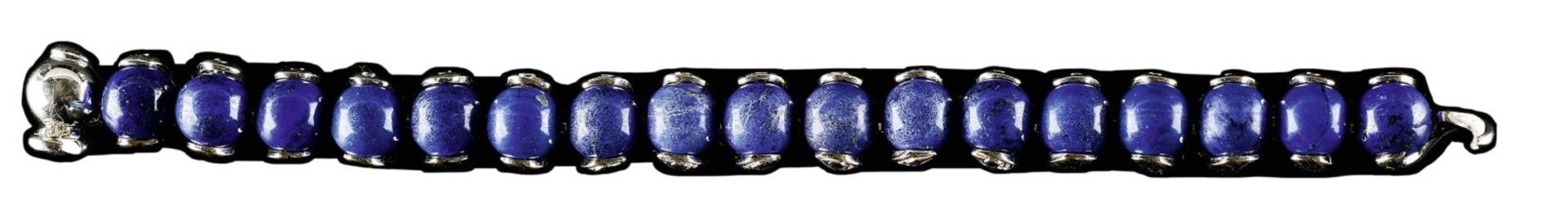 Lapislazuli-Brillant-Armband, E. 20. Jh. - Bild 2 aus 2