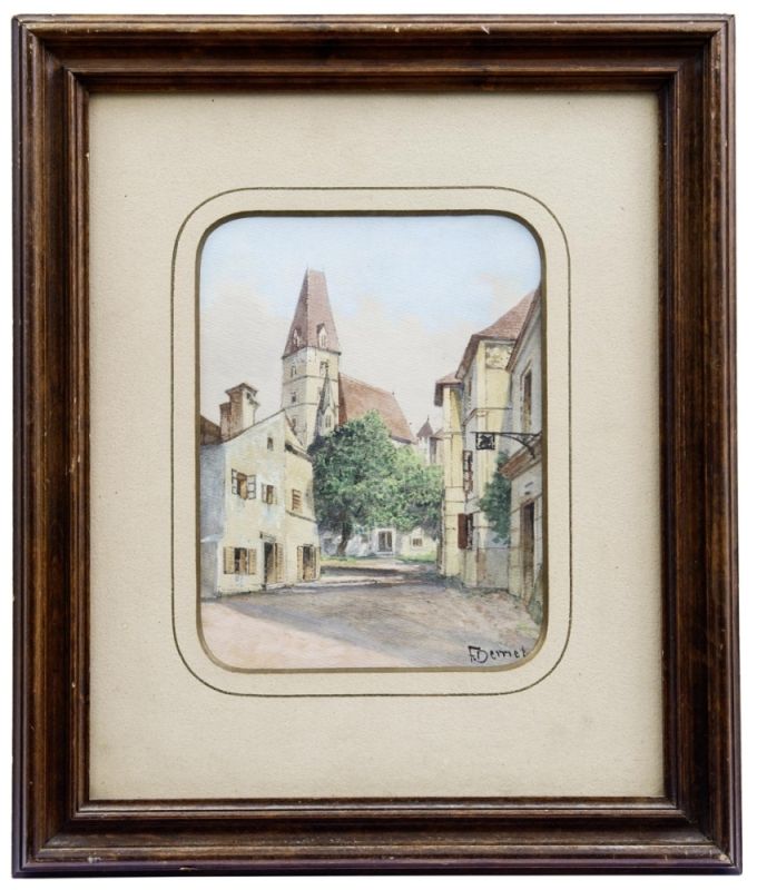 Demel, Franz: Blick auf die Pfarrkirche in Weißenkirchen in der Wachau