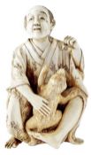 Okimono eines Mannes mit Mungo, Japan, E. 19. Jh.