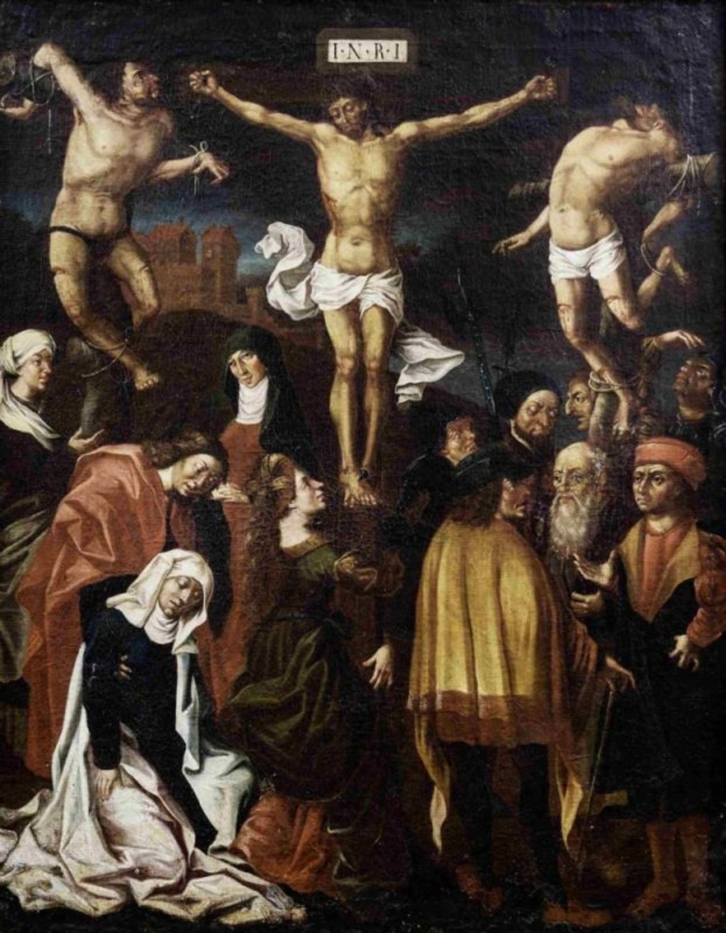 Die Kreuzigung Christi, Niederländische Schule, E. 16. Jh. - Bild 2 aus 2