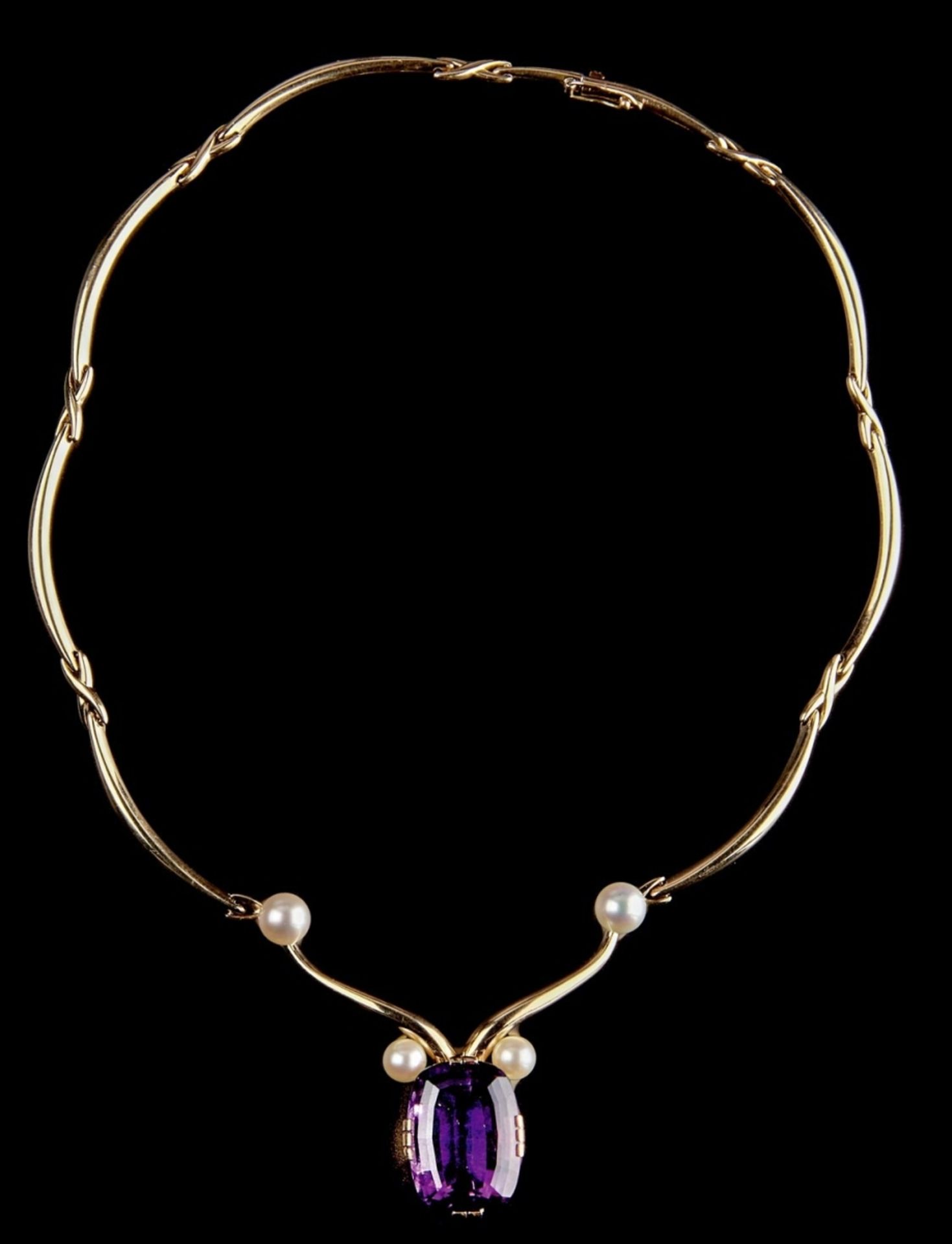 Design-Collier mit Amethyst, Paul Asger Larsen, Hillerød - 1960er Jahre