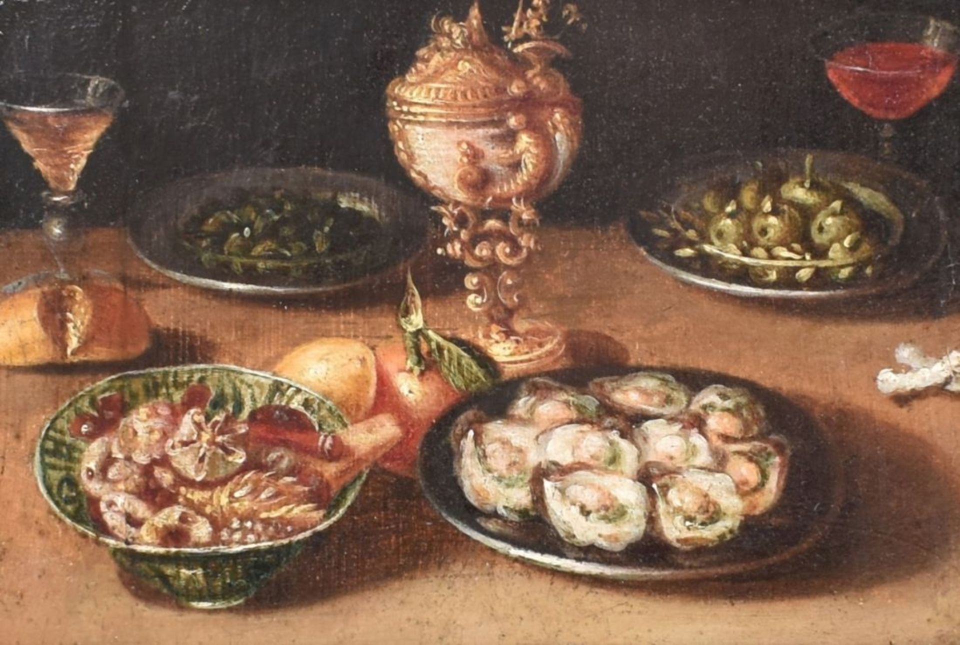 Kleines Prunkstillleben mit Austern, Niederländischer Meister des 17. Jahrhunderts