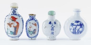 Vier Snuff bottles, China, Qing-Dynastie