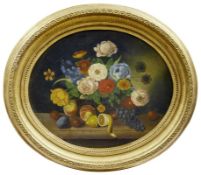 Stoll, Leopold von: Ovales Blumenstillleben mit Früchten