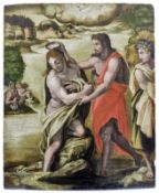 Bezzi, Giovanni Francesco gen. Nosadella (Attrib.): Tafelbild mit Taufe Christi