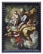 Der heilige Josef mit dem Jesusknaben in Wolken schwebend, Süddeutschland od. Österreich, 18. Jh.