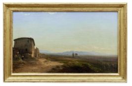 Schreiber, Peter Conrad: Landschaft in der Campagna Romana mit Bauernhaus