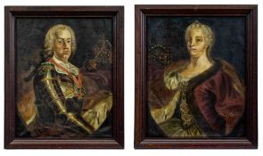Portraitpendants von Kaiser Franz Stephan und Maria Theresia, Österreich, 18. Jh.