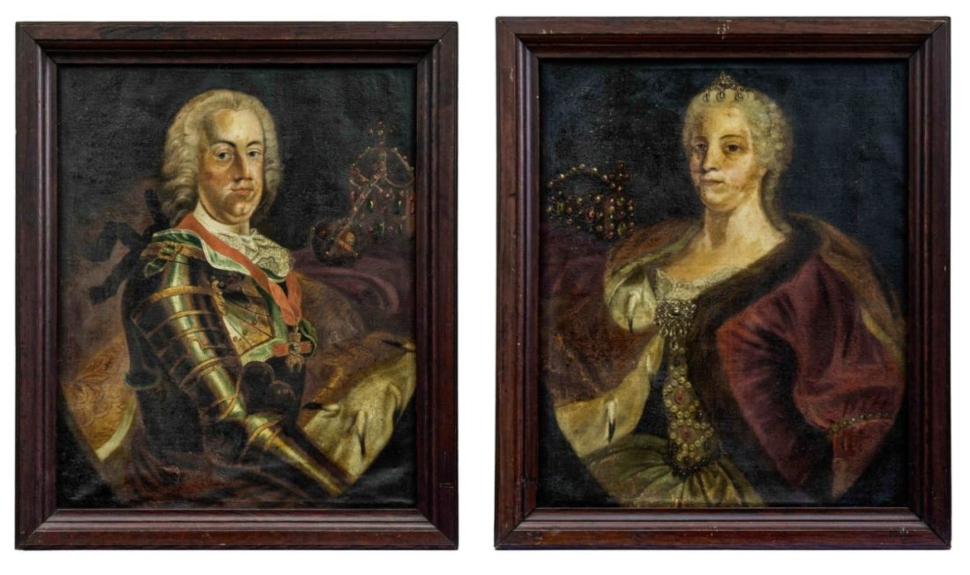 Portraitpendants von Kaiser Franz Stephan und Maria Theresia, Österreich, 18. Jh.