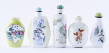 Fünf Snuff bottles, China, Qing-Dynastie und später