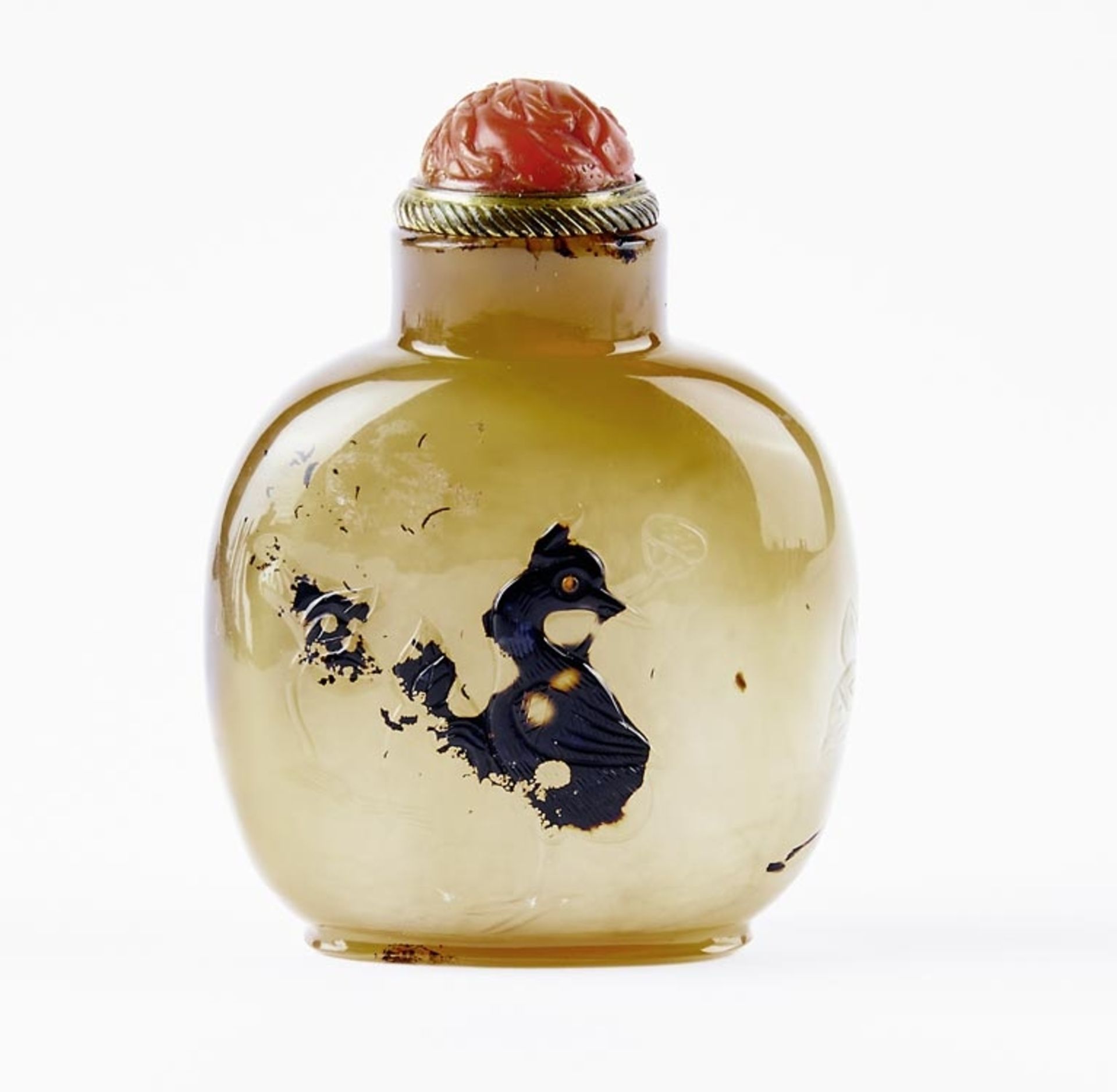 Snuff bottle mit Vogelsilhouette, China, Qing-Dynastie