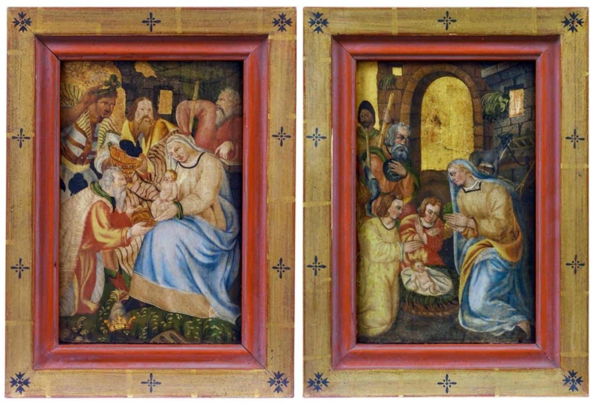Zwei kleine gotische Tafelbilder mit Anbetungsszenen, Oberitalien, Siena, Anfang des 16. Jh. - Image 4 of 4