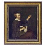 Dame mit Weinkrug und Flötenglas, Niederländischer Meister des 17. Jahrhunderts
