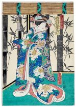 Utagawa Kunisada (Toyokuni III.): Geisha in Interieur