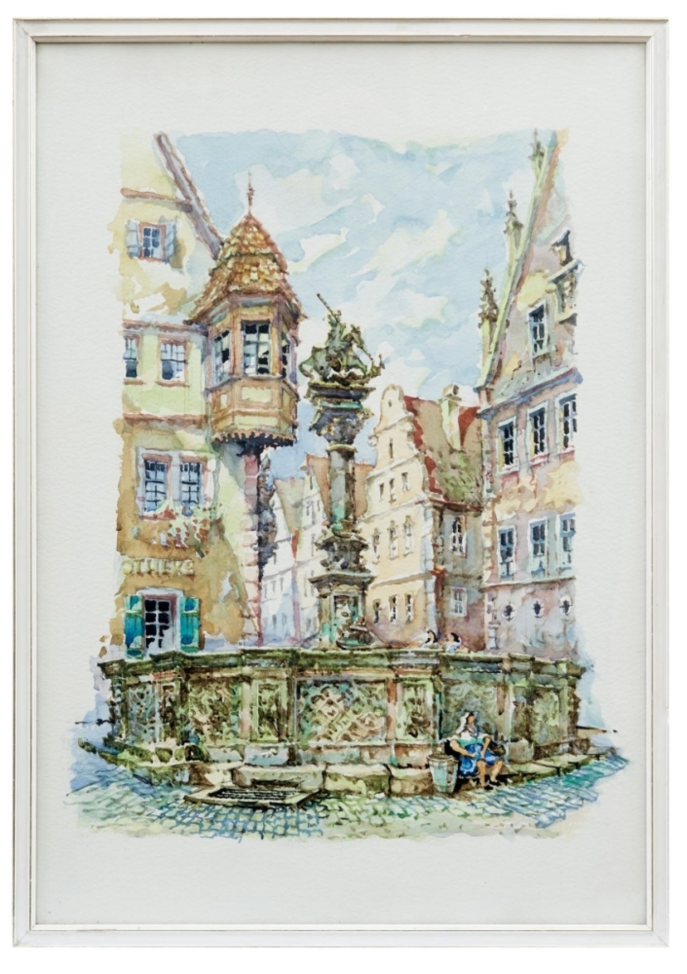 Der St.-Georgsbrunnen in Rothenburg ob der Tauber, Deutschland, 20. Jh.