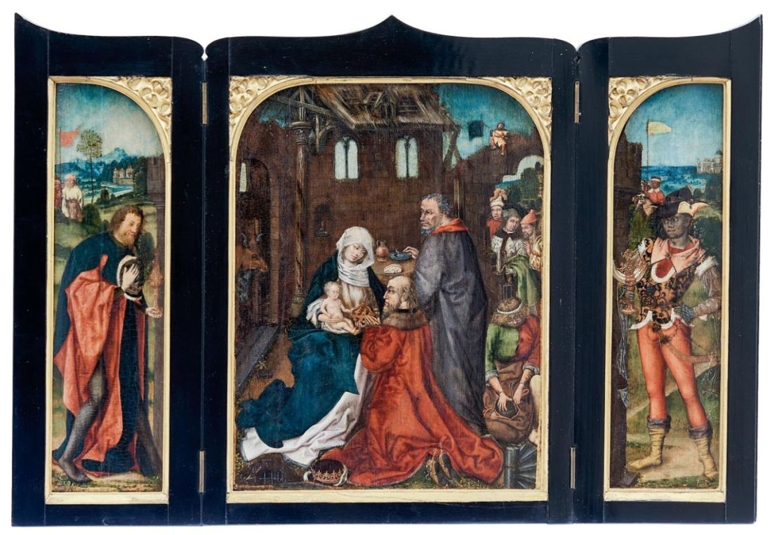 Kleines Triptychon mit Anbetung des Jesuskindes durch die Heiligen Drei Könige