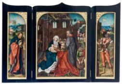 Kleines Triptychon mit Anbetung des Jesuskindes durch die Heiligen Drei Könige