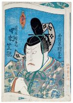 Utagawa Kunisada (Toyokuni III.): Der Osaka-Schauspieler Nakamura Shikan in der Rolle des Daimyo Fuj