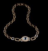 Imposantes Saphir-Brillant-Collier, 20. Jh.