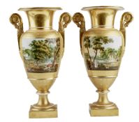 Paar Empire-Vasen mit Landschaftsmalerei, Russland, 1. Dr. 19. Jh.