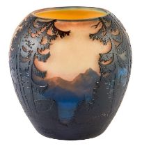 Vase mit Alpenlandschaft, Muller Frères, Lunéville - um 1920