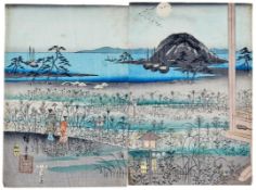 Utagawa (Ando) Hiroshige: Prinz Mitsuuji in der Akashi-Bucht bei Vollmond