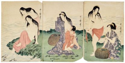 Kitagawa Utamaro: Triptychon mit Abalone Taucherinnen