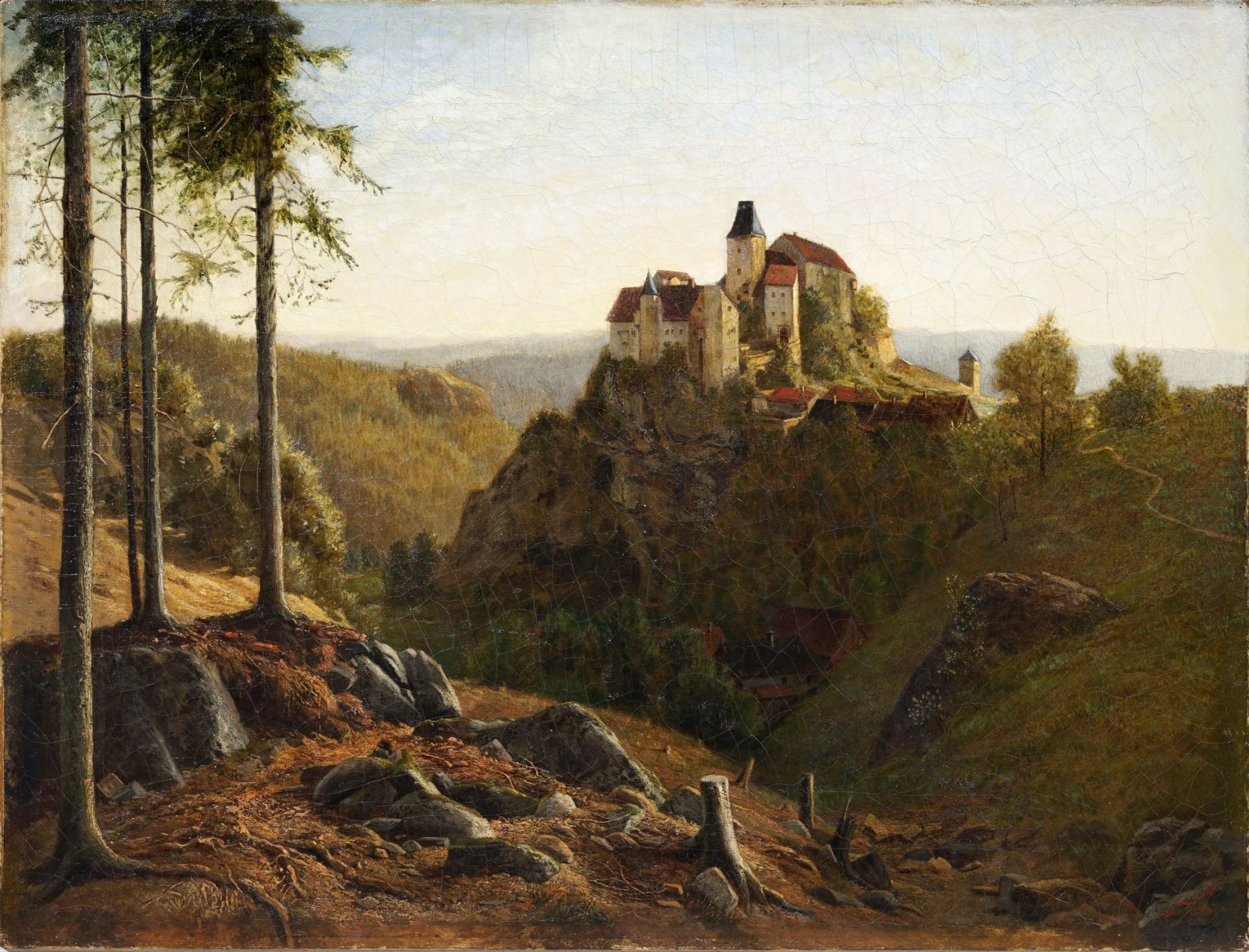 Wladimir Jettel, Blick auf Burg Hohnstein in der Sächsischen Schweiz. 1879.