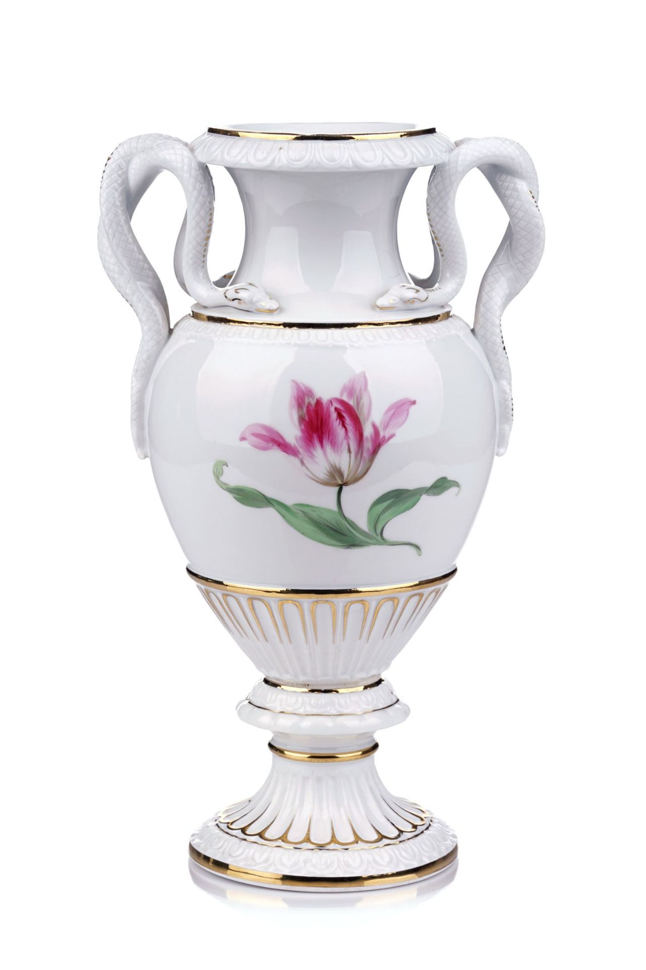 Schlangenhenkelvase "Tulpe". Ernst August Leuteritz für Meissen. 1863/65– 1923.