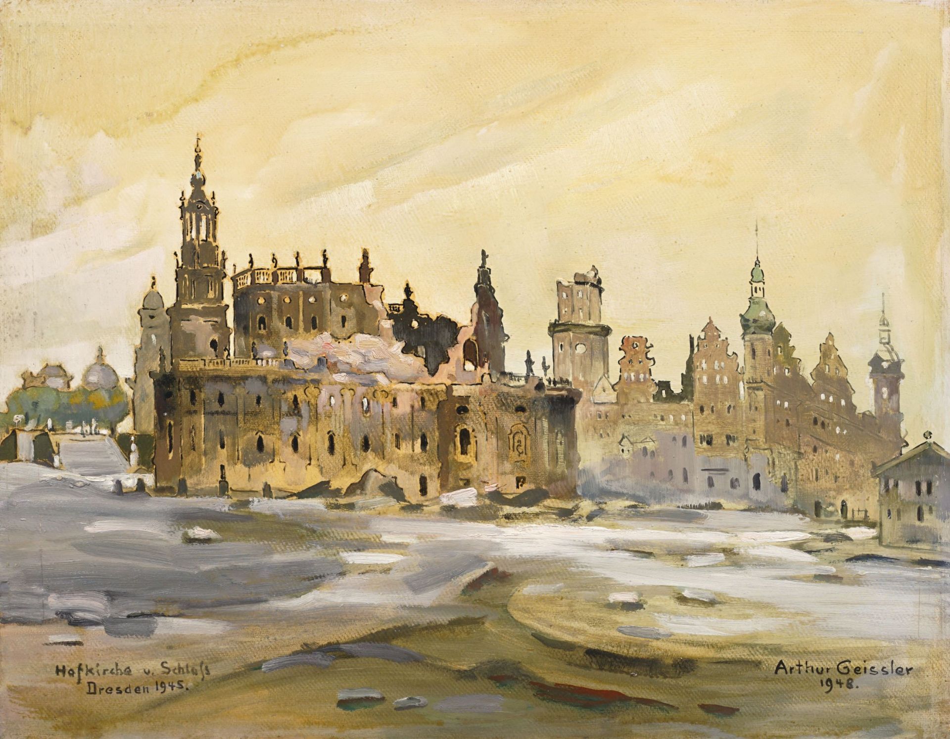 Arthur Geissler "Hofkirche u. Schloss Dresden 1945". 1948.