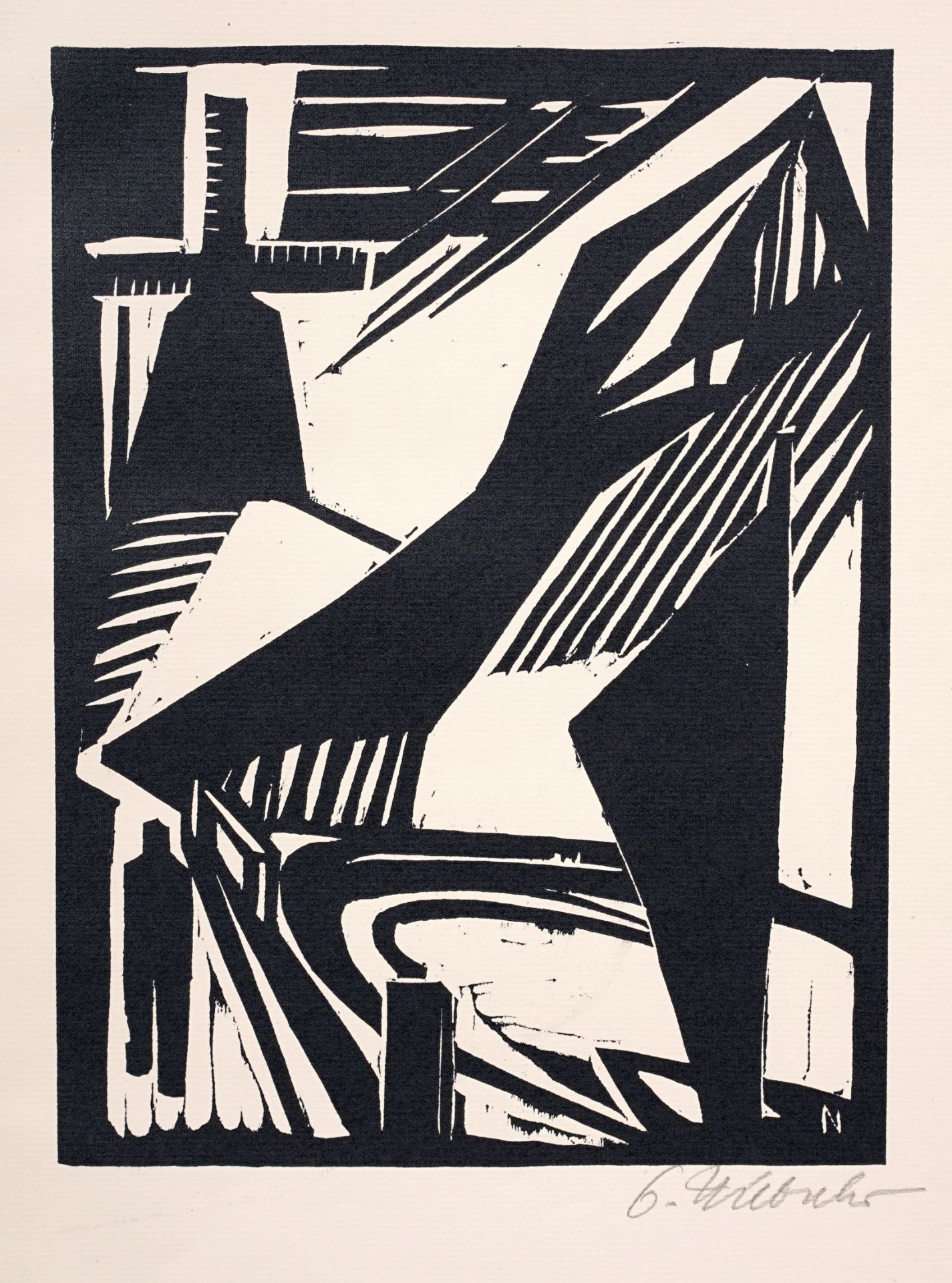 Otto Niebuhr "Männerkopf" / "Landschaft mit Mühle". 1923. - Image 2 of 2