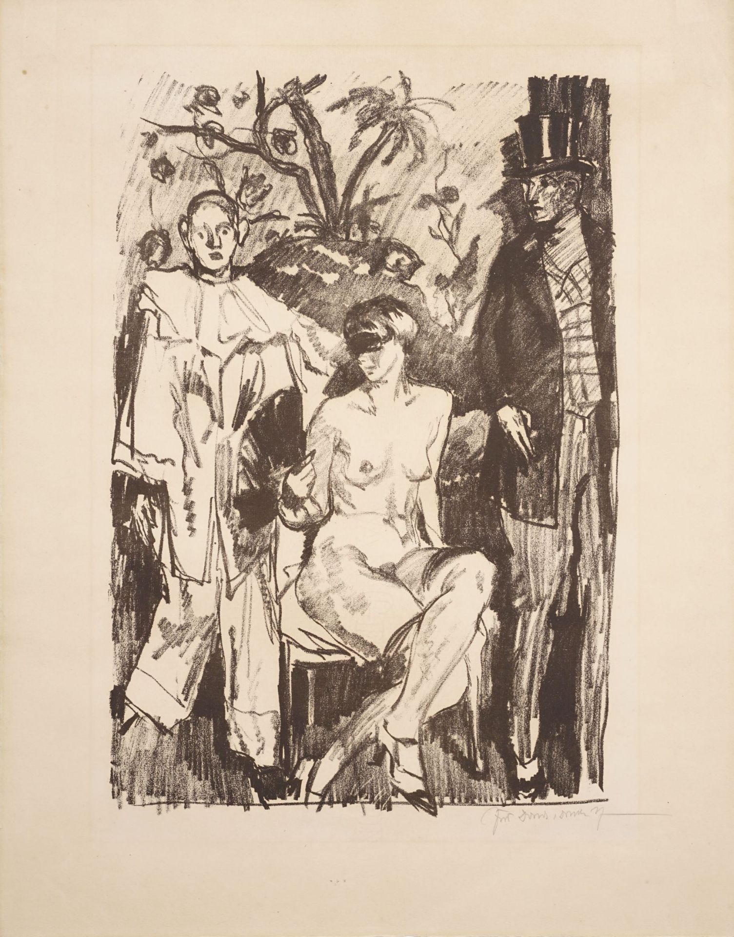 Ferdinand Dorsch "Vor der Staffelei" / Weiblicher Akt mit Harlekin. 1923/1927. - Image 2 of 2