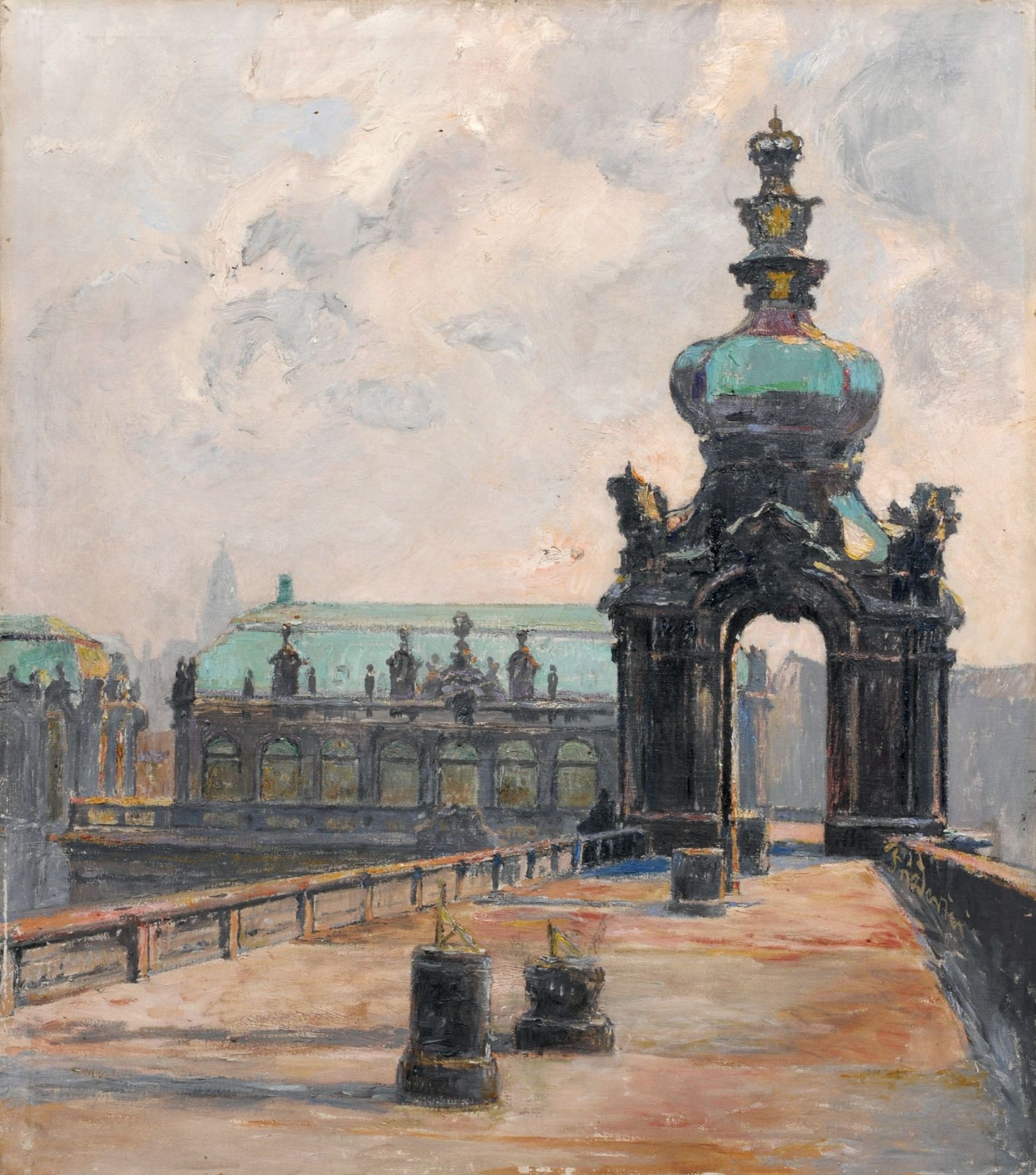 Walter Friederici, Auf der Langgalerie des Dresdner Zwingers. Wohl 1930er Jahre.